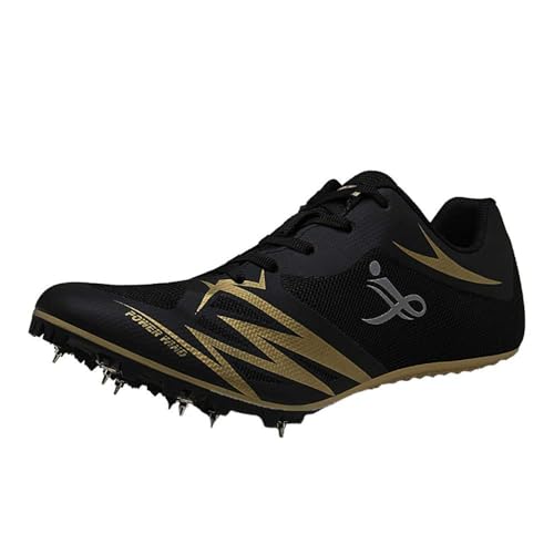 omcam Track Running Sprint Shoes for Men Women Non Slip Track and Field Shoes Mesh Breathable Youth Spikes Racing Athletic Shoes,Black,7