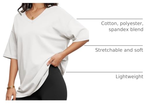 Image of ATHMILE Womens Oversized Shirts V Neck Plus Size Spring Workout Summer Tops Beach Vacation 2026 Gym Clothes Basic Tee