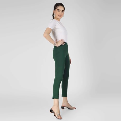 Image of Women's Cotton Stretchable Slim Fit Straight Pants Trouser for Casual Wear and Office Wear
