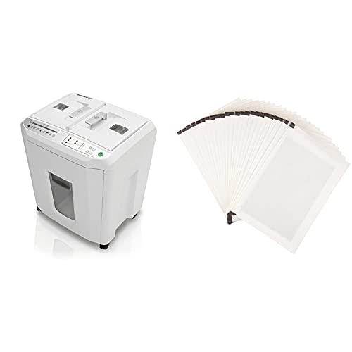 Shredcat 8280 Cross Cut Auto-Feed Aktenvernichter, 4 x 10 mm Partikelschnitt/Kreuzschnitt (bis 150 Blatt) & Amazon Basics - Schmiermittelblätter für Aktenvernichter, 24er-Pack Cover