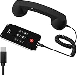 Retro Phone Handset for iPhone & Android, Cell Phone Receiver with Microphone & Speaker,90s Style Prop for Photos, Classic Vintage Telephone Receiver for Cell Mobile Phones (Black)