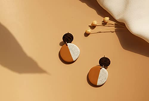 Polymer Clay Earring,Lavy Chsia Handmade Minimalis Drop Dangle Earrings Stud For Women,Girl (Brown) #TOP2