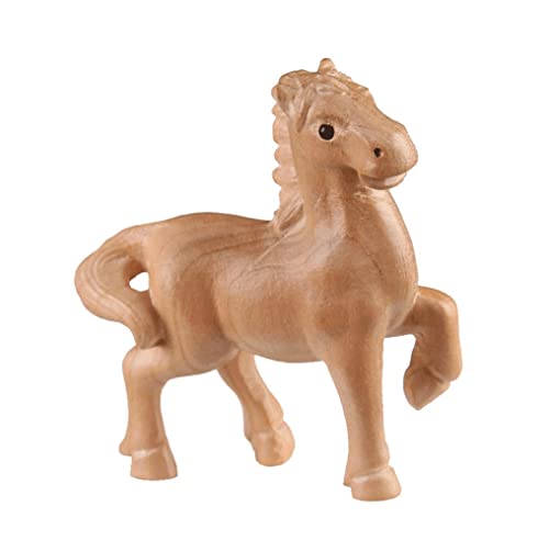 Estatua de Caballo Tallada a Mano en Madera Natural miniatura 1