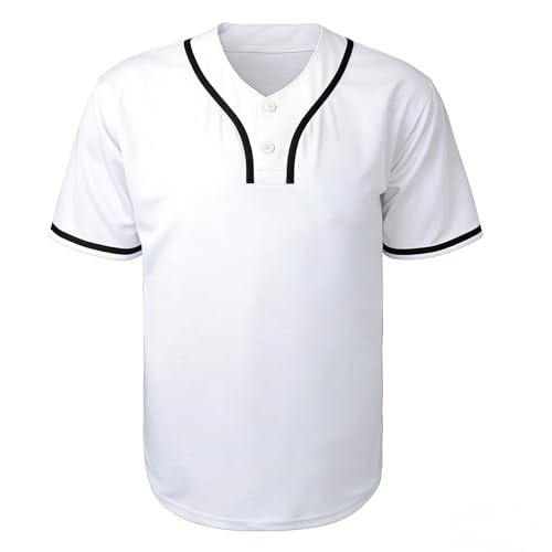 Camiseta clásica de béisbol para hombre, manga corta, con 2 botones, tela de malla transpirable deportiva