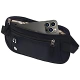 ランニングウエストポーチ 【2025新モデル 軽量＆薄型】 多機能スポーツポーチ 男女兼用 旅行・通勤・ジョギング用 ウエストバッグ 小物収納ポーチ (Black)