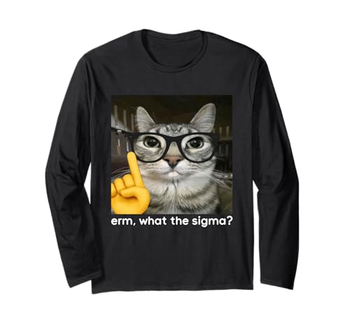 Silly ERM What The Sigma Meme Cat Ironic Brainrot Y2K Long Sleeve T-Shirt