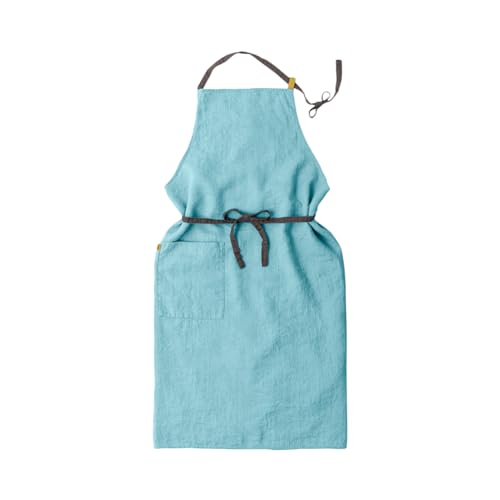 リーノエリーナ Lino e Lina 正規販売店 全58色 A404 セレステ フルエプロン マノン セレステ おしゃれ ナチュラル リネン キッチン用品 麻 ロング丈 大人 お尻が隠れる 可愛い 首掛け 首かけ カフェ 麻 北欧 無地 シンプル 保育士