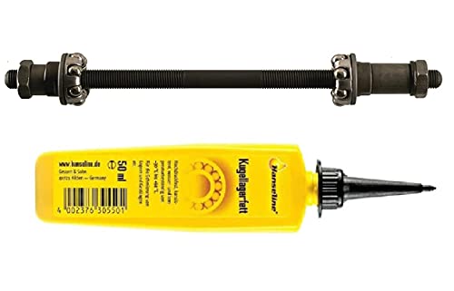 GreVeloro® Fahrrad Hinterachse Point Vollachse 178 mm Set mit 2 Kugellager + passendes Kugellagerfett von Hanseline Hinter-Achsen-Set Kugellager Kugellager-Fett