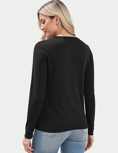 Image of Long Sleeve Knit Lightweight Sweaters Pullover V Neck Basic Spring Fall Sweaters for Women Soft Casual Tops