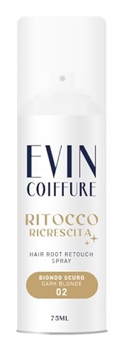 EVIN COIFFURE | Spray Ritocco Ricrescita Capelli 02 Biondo Scuro, 75ml, Spray Correttore per Capelli, Facile Applicazione