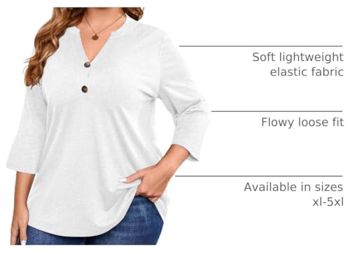 Chulianyouhuo Womens Plus Size Tops 3/4 Sleeve Casual V Neck Tee Shirts — view 4