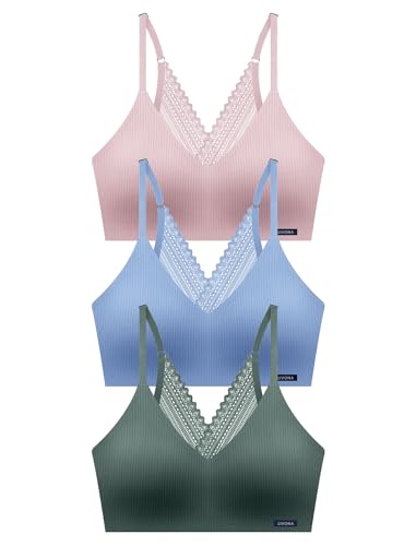 Image of Livona Lace Bralette for Women - Comfort Sports Bra Wireless Padded Bralette with Support Workout Tops Cami Crop S-XXL