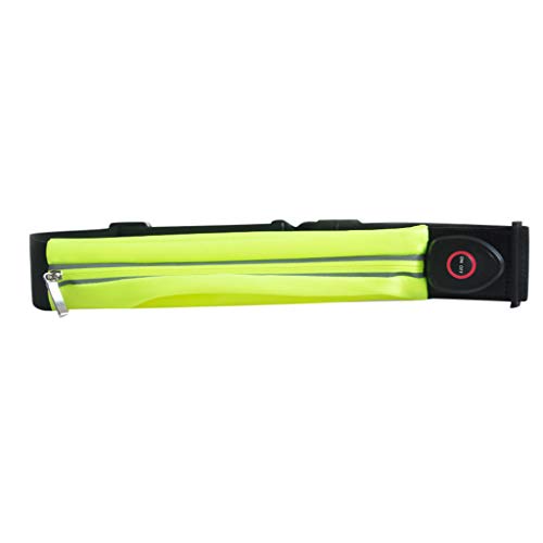 Générique Ceinture de sac de poche réfléchissante à la taille légère sac sport Pack à LED étanche à l'eau ceinture de course à pied Fanny Running Belt Ceinture Robe Anneau (Green, One Size)