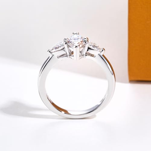 Oval/Pear Cut Moissanite Engagement Rings for Women 2/2.1cttw D Color VVS1 Clarity 925 Sterling Silver Wedding Promise Anniversary Ring with Certificate 6