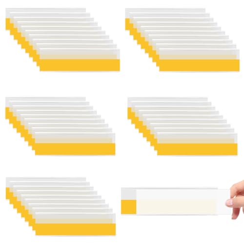 Pack de 50 Portaprecios, 10.2 × 3.2 cm Porta Etiquetas Adhesivas, Porta Etiquetas AutoadhesivasTransparente, Portaetiquetas Plastico, Portaetiquetas Adhesivo, para Oficinas, Escuelas y Supermercados