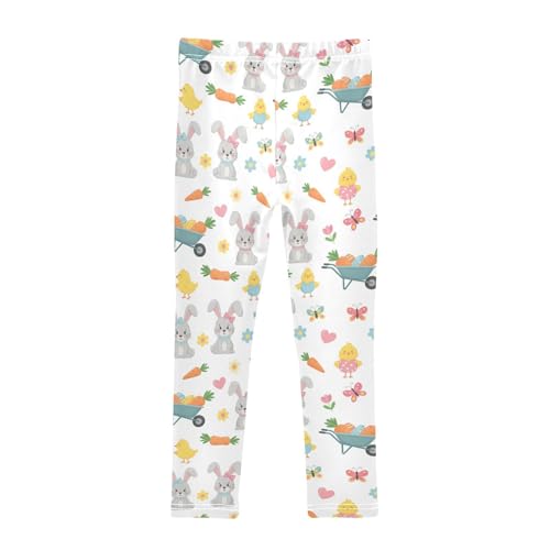 Girls Leggings Size 4T Rabbit Chickens White Soft Stretchy Pants Breathable Girl Clothes for Dance Running2