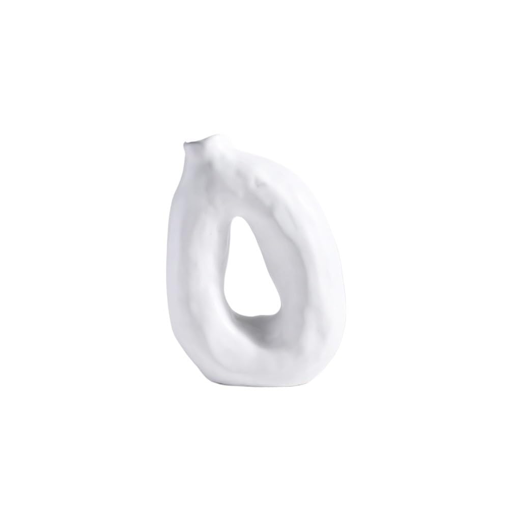flower vase White Geometric Ceramic Vase Simple Flower Arrangement Dried Decorative