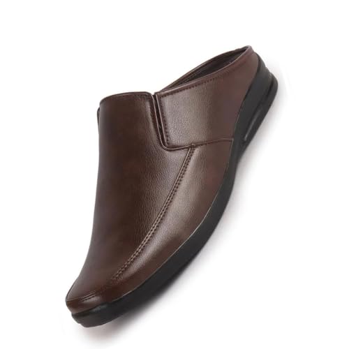 Image of FAUSTO Men Formal Back Open Memory Cushioned Insole Slip On Shoes | Office, Meetings, Event Slip Ons with Comfort All Day Long | Semi Formal Outfit Shoe, Anti Skid Rubber Sole