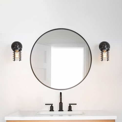 Image of LOG BARN Farmhouse Cage Wall Sconces, Industrial Wall Mounted Lights, Rustic Wall Lighting Fixture for Bedroom, Living Room
