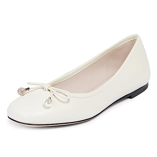 FSJ Women Cute Ballet Flats with Bowtie Round Toe Girls Comfort Slip On Casual Office Work Flats Dress Shoes Size 4-15 US