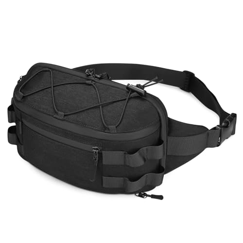 Huntvp Tattico Marsupio Uomo Sportivo Borsa Petto Militare per Campeggio Escursione Ciclismo Viaggio Trekking Outdoor,Nero-L