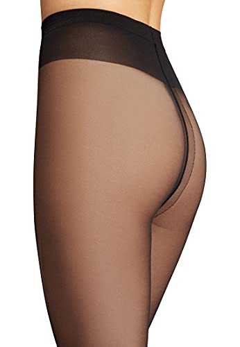 Image of Wolford Individual 10 Control Top Tights For Women Sheer Support Pantyhose Waist Sculpting Cotton Gusset Soft Waistband