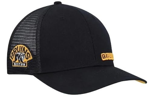 Gorra Trucker Ajustable Negra Con Logo De Boston Hockey miniatura 1