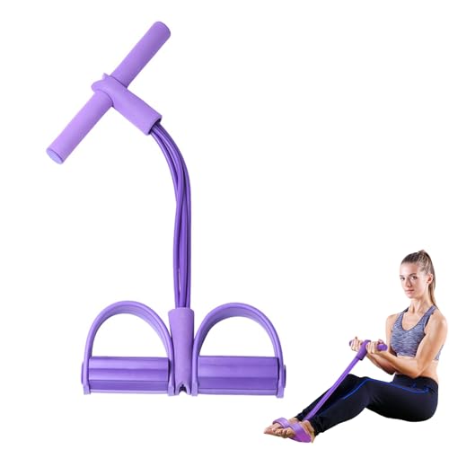 Abdominal Trainer 6 Tubes Multifunction Tension Rope Sit-Up Training Equipment Bodybuilding Expander Abdominal Leg Waist Exerciser Workout Equipment for Home Gym Yoga Fitness (Purple)