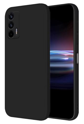 HONLEN Funda Compatible para Realme GT 5G Case, (6.43' Inches) Líquida TPU Silicona Cover con Anti-Rasguño, Cáscara Suave Cubierta Negro