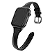 Produktbild SEURE Kompatibel mit Apple Watch Armband 49mm 46mm 45mm 44mm 42mm,Damen Herren Soft Uhrarmband Slim Ersatzarmband Lederarmband mit Edelstahl-Verschluss für Serie SE/8/7/6/5/4/3/2/1 Schwarz/Silber