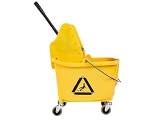Amazon Basics Secchio per mocio Kentucky, rettangolare, con ruote resistenti e strizzatore a pressione verso il basso, 35 qt, giallo