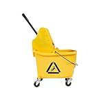 Amazon Basics Floor Cleaning Rectangular Mop Bucket with Sturdy Down Press Wringer Combo, 35-Quart, Yellow - Image 2
