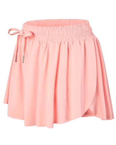 Wsirmet Flowy Shorts for Women Butterfly Shorts 2 in 1 Athletic Workout Gym Biker Running Shorts with Pockets