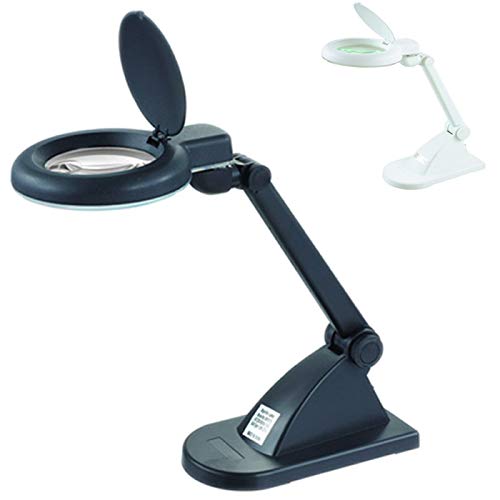 Beltom® Lampada con Lente d'Ingrandimento da Tavolo 3 + 12 DIOTTRIE con Neon Luce Bianca per Estetista, ESTETICA, Laboratorio E LAVORI di PRECISIONE - Nero