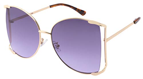 Oversized Fashion Metal Frame Butterfly UV400 Sunglasses with Flat Color Lens 3208-FLOCR-3209-FLREV