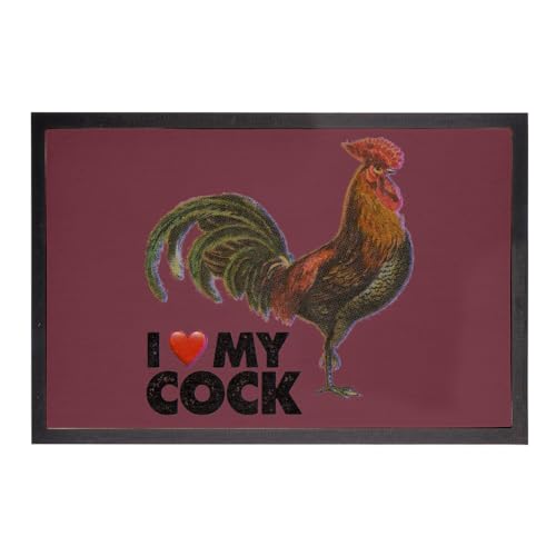 Paillasson coq humour rouge tapis d'entrée antidérapant 60x40 - 2