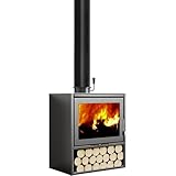 Kaminofen Mit Explosionsgeschütztem Mikrokristallglas, Sekundärverbrennungssystem, Edelstahl-Griff Und Versteckter Aschelade, Hochleistungs-Zimmerkamin Mit Sauberer Verbrennung
