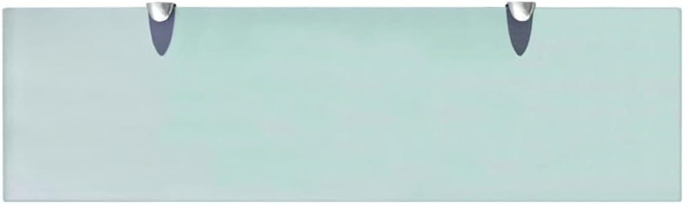 Floating Shelf Set of 2, Clear Tempered Safety Glass, Polished Zinc Alloy Brackets, 27.6x27.6x0.3 Inch, Wall Mounted Display for Bathroom, Living Room Decor