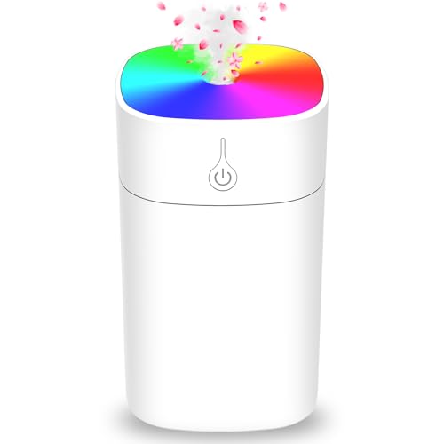 Portable Mini Humidifiers for Bedroom, 400ml Aroma Diffuser for Home Personal Desktop Plant Humidifier Indoor Fragrance Aroma Diffuser with 2 Modes, Night Light and Auto-Off Small Diffuser for Car