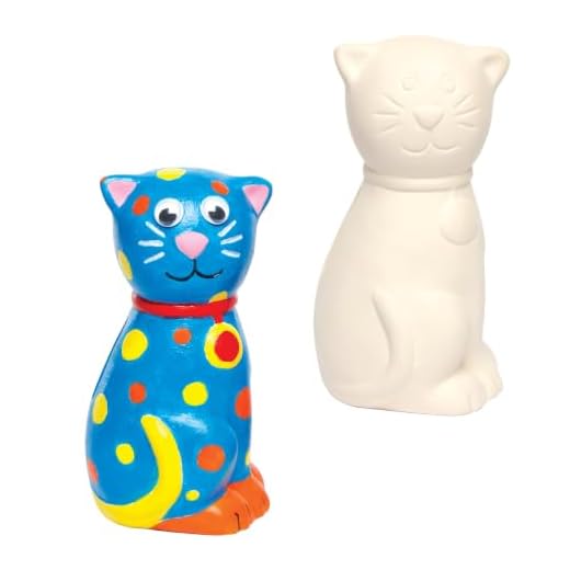 Baker Ross Huchas de Cerámica en Forma de Gato (Paquete de 2) Para que los Niños Pinten, Decoren y Exhiban