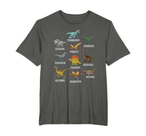 Types de dinosaures T-Rex Triceratops pour enfants T-Shirt