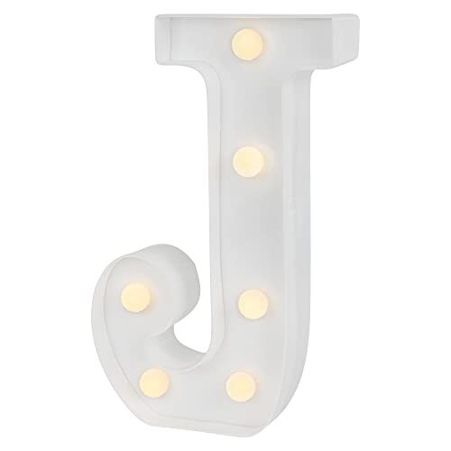 Image of Restaurantware Illumify 6.9 x 1.2 x 8.7 Inch Light Up Letter 1 Durable Marquee LED Light - Letter J Touchproof White Plastic Party Light Keyhole Slot For Parties Weddings Or Special Events
