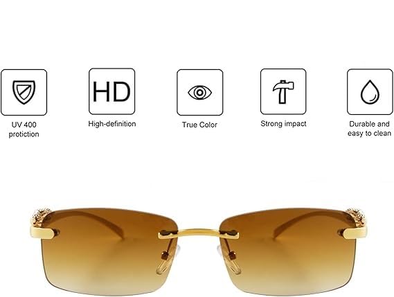 Image of Honey Singh & Mc Stan Vintage Rimless Square Sun Glasses UV Protection Men's & Women's Shade Trendy Metal Frameless.