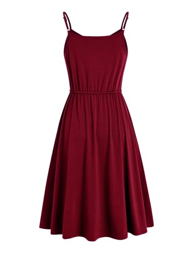 Image of BARASA Sundresses for Women Summer Sleeveless V Neck Spaghetti Strap A Line Wedding Guest Petite Dresses with Pockets D826