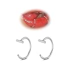GAUEIOUR Fake Nose Lip Ring,No-Piercing Fake Nose Lip Helix Clip-On Earring Ear Cuff,Faux Body Piercing Jewelry for Women Men(Silver)