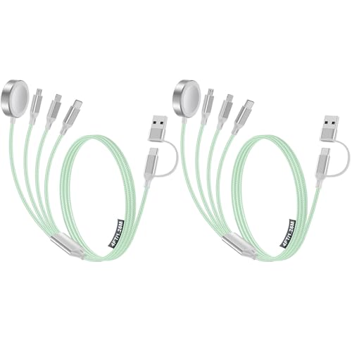 Image of Travel Essentials,2 Pack Multi Charging Cable for Apple Watch Charger /iPhone /Samsung Charger,Type C /Lightning /iWatch /Micro Charging Cable for iWatch Ultra /10-2 /iPhone /Galaxy /Airpods[1.5M]