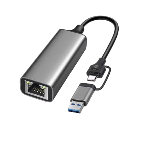 Adaptador USB a Ethernet de 5 Gbps 1000/5000 Mbps USB 3.2 tipo C a RJ45 tarjeta de red compatible con PC portátil (1000 Mbps 2 en 1)