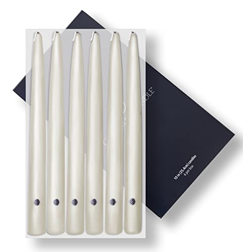Bougies non parfumées longue durée ivoire 25 cm lot de 6 pièces