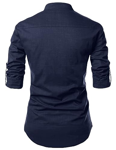 Image of Zombom Men's Casual Cotton Polyester Blend Printed Full Sleeve Short Kurta Shirt