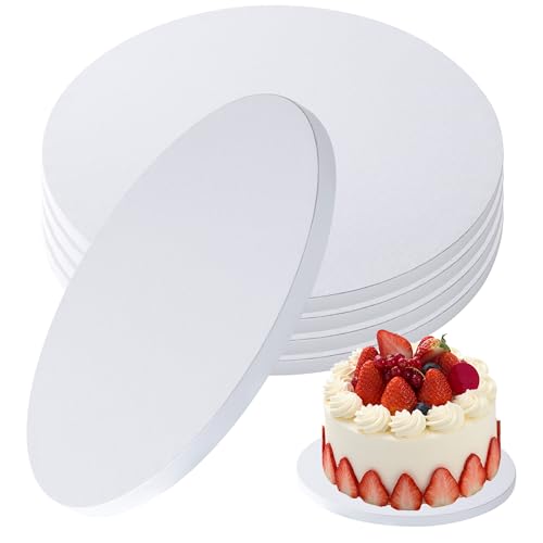 DUBUOZA 5 Stück Cake Board 25cm Rund,Tortenplatte Pappe 25 cm x 12 mm,Wiederverwendbare Cake Drum,Geeignet für 6-9 Inch Kuchen und Desserts usw (10 Zoll)